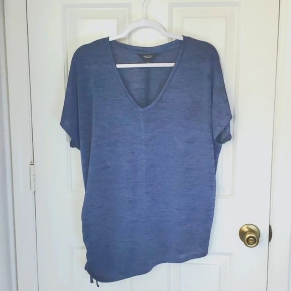 Simply Vera Vera Wang Womens Sheer Cap Sleeve Top with Side Gathered Tie - Picture 1 of 11